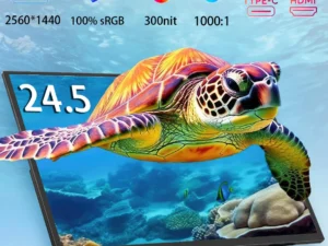 24.5" 165Hz 2K Wall Mounted Computer Portable Monitor 1440P 100% sRGB IPS HDR Desktop Gaming Display for Laptop mini PC 350Cd/m²